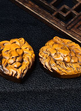 极速天然黄虎眼i石原石狮子头吊坠森林木变石兽头男士动物挂件饰