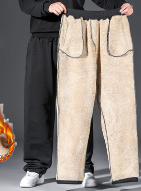 极速10XL Oversiize Plush Casual Pants Mens Warm Cargo Pants