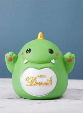 极速2023新款卡通绿色恐龙儿童学生存钱罐N可存可取防摔储蓄罐生