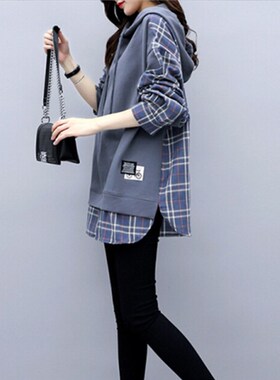 极速Women Casual Fake Two Piece Hoodies SweatshirtsW Fashion