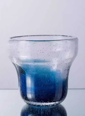 手工玻璃水杯蓝色渐变网红艺术品家居装饰品摆件玻璃杯软装工艺品