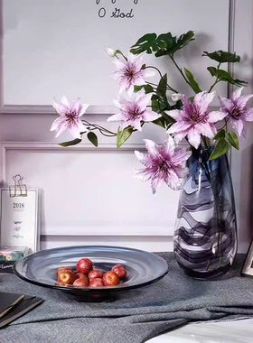 轻奢琉璃花瓶水果盘三件套