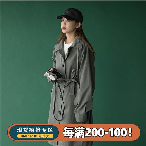 UBUIE干鱼风衣女2020新款秋装中长款气质英伦风宽松Y收腰显瘦外-图1