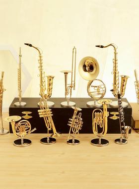 西洋管乐乐器模型小号圆号长号萨克斯长笛黑管巴松模型摆件礼物