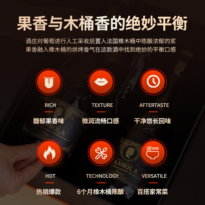 蓝泊拉干红葡萄酒法国赤霞珠13度2支进高档礼盒装煮热红酒送礼,淘宝优惠券,粉丝福利购,淘宝优惠卷