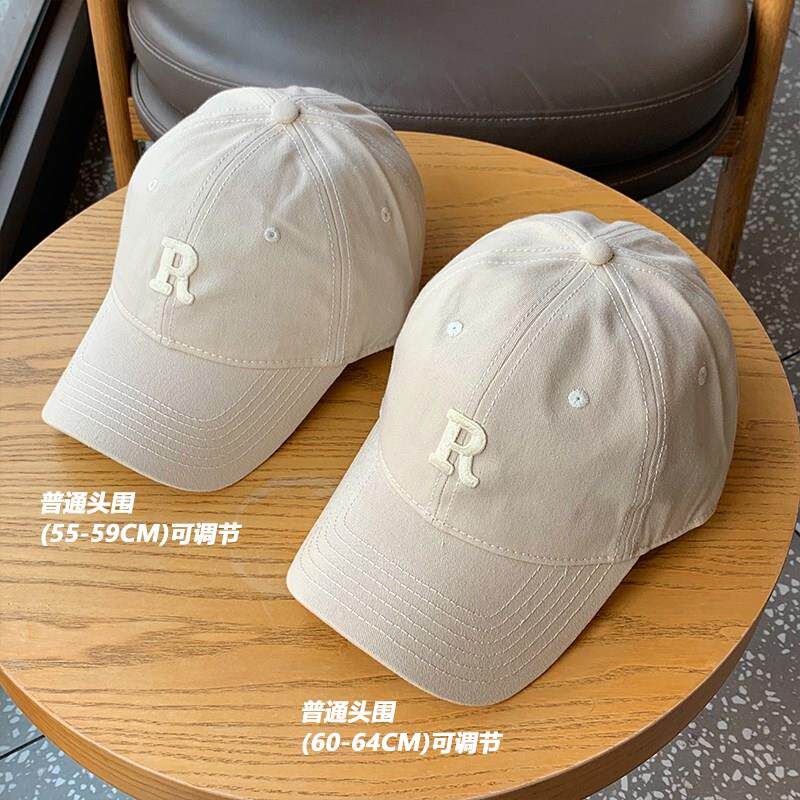 R标咖啡色棒球帽女大头围显瘦显脸小百搭运动帽子男韩版鸭舌帽潮