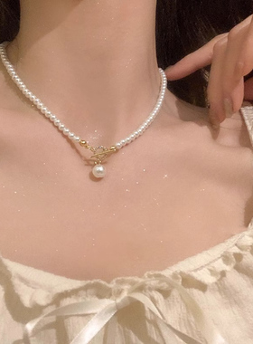 珍珠项链女生春天轻奢小众锁骨链2025新款爆款设计感高级颈链气质