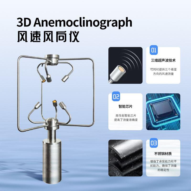 三维风速风向仪超声波三维风速风向仪铝合金款不锈钢款三维风速仪 - 图2