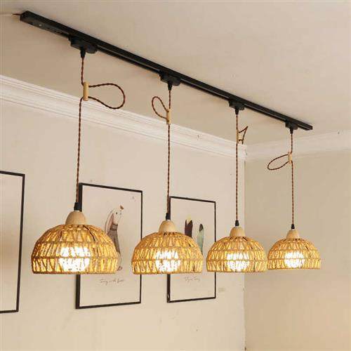 现货速发日式藤艺吊线可移动轨道灯民宿饭厅灯补光商店吧台橱,淘宝优惠券,粉丝福利购,淘宝优惠卷