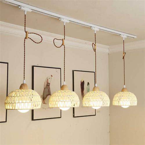 现货速发日式藤艺吊线可移动轨道灯民宿饭厅灯补光商店吧台橱,淘宝优惠券,粉丝福利购,淘宝优惠卷