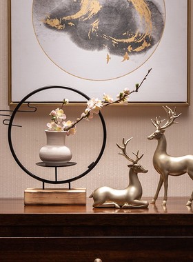 速发新中式禅意摆铁件艺假山饰居客厅中国风玄关酒柜装家品茶室造