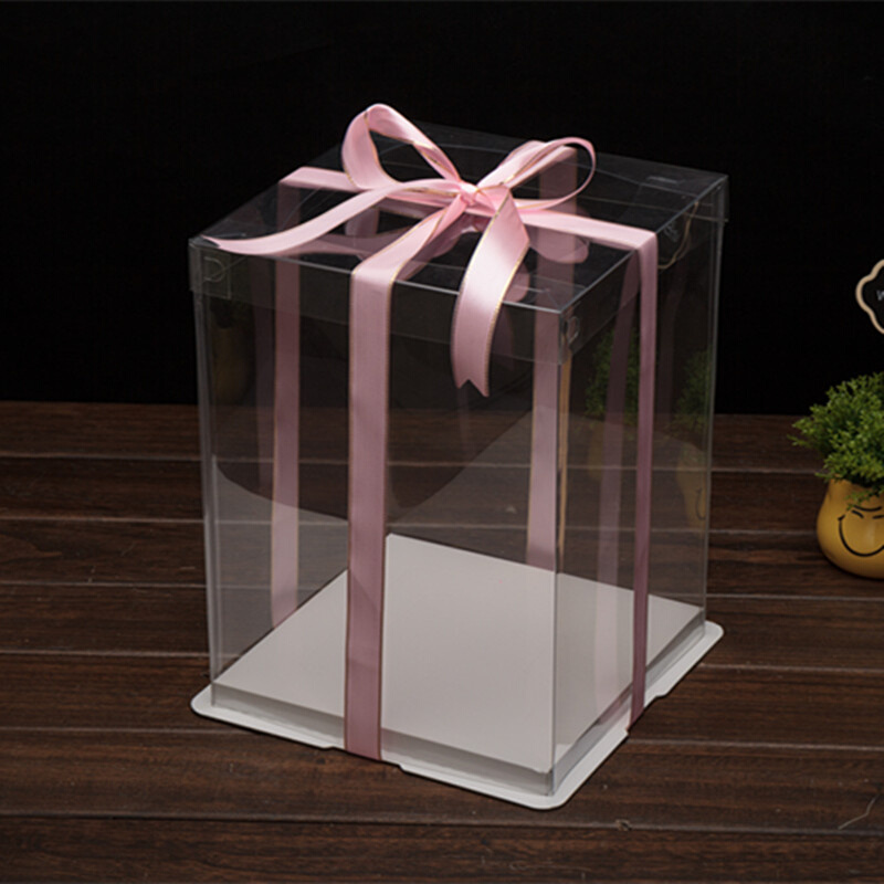 生日蛋糕盒子14寸16寸礼品盒单层双层全透明蛋糕盒网红盒定制logo-图0