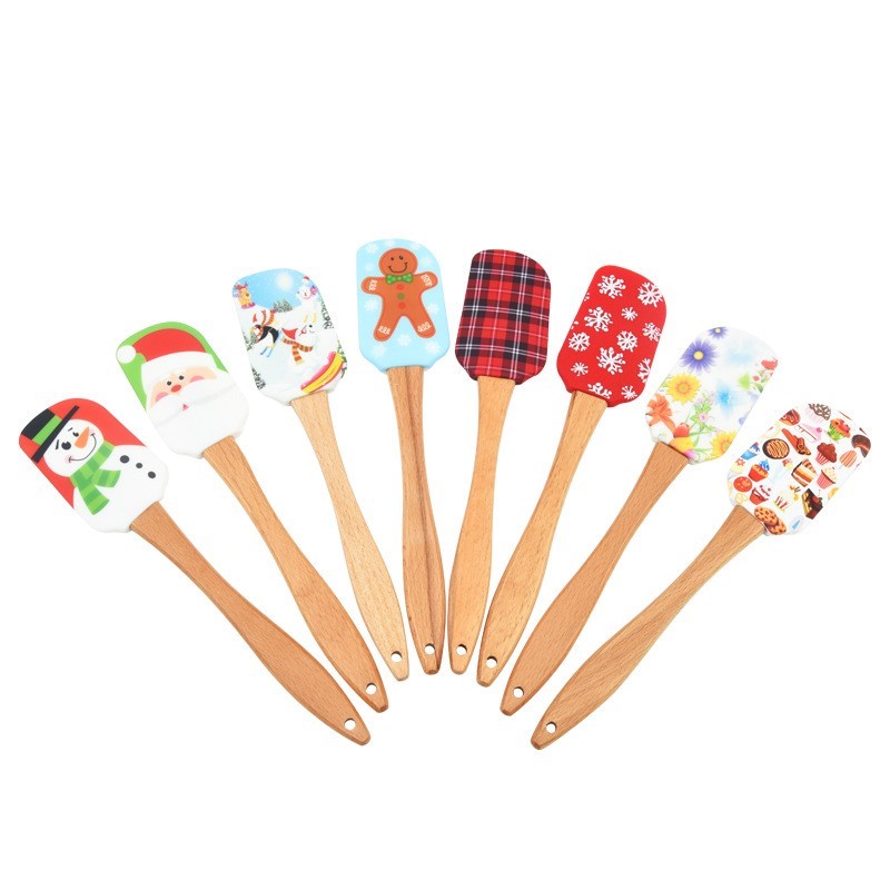 New Christmas Wooden Handle Kitchen Fondant Cake Cream Spatu - 图1