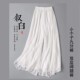 ໂສ້ງຂາກວ້າງສອງຊັ້ນ ສີຂາວ elegant drapey chiffon slimming ແບບເກົາຫຼີ ແອວສູງ ແອວສູງແບບຄລາສສິກ ສິ້ນໜ້າມ້າ ມີສາຍໃນ