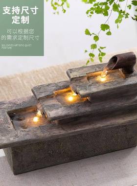 创意桌面流水摆件循环水客厅生财水景落地招财喷泉办公室现代简约