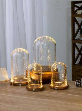 永生花玻璃罩LED发光侧面独立开关凤冠模型积木手办应援棒展示盒