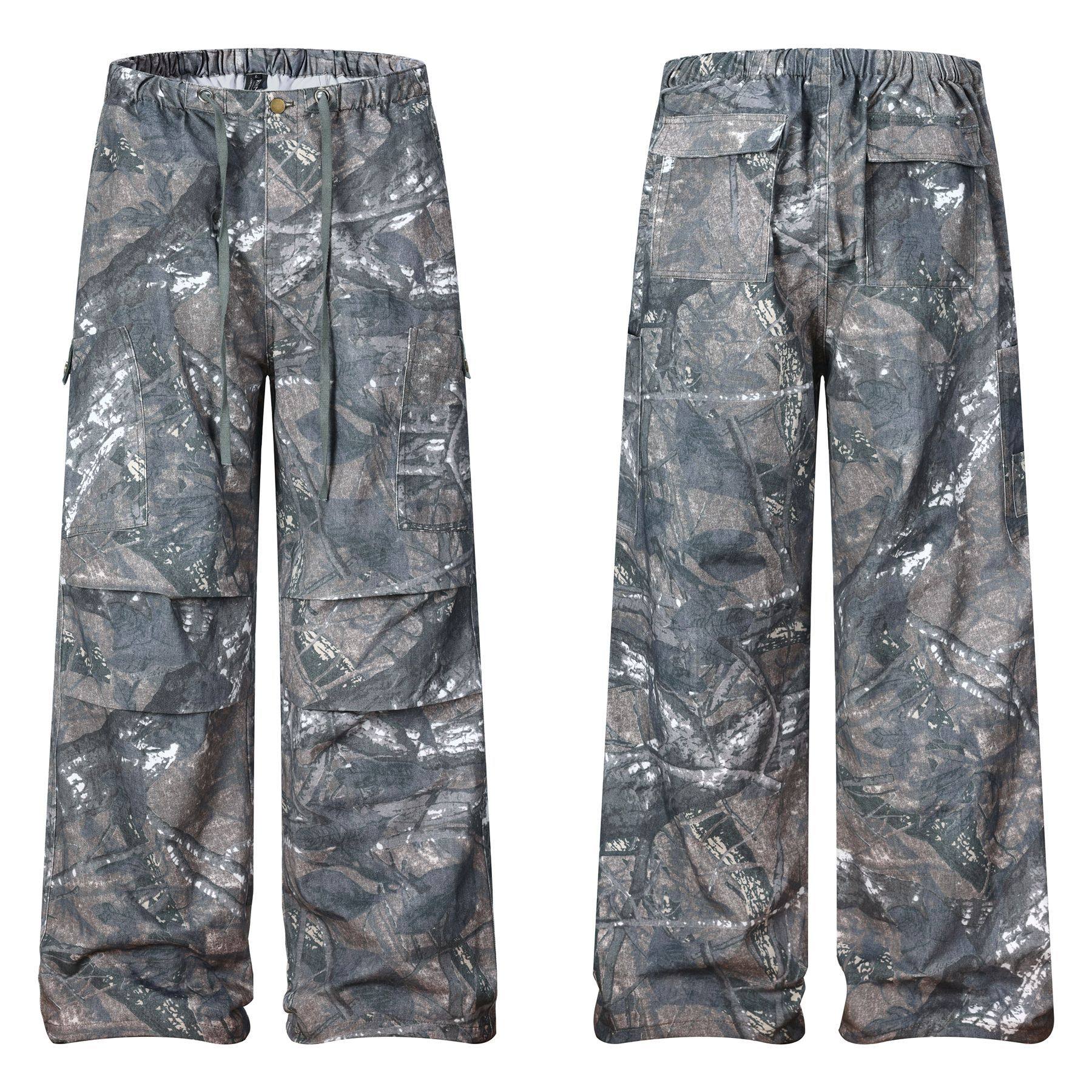 88FXM 美式复古高街树纹迷彩工装裤男女宽松阔腿街舞爵士伞兵裤裤,淘宝优惠券,粉丝福利购,淘宝优惠卷