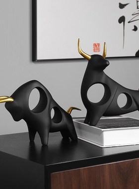 速发简约招财牛工艺件摆品家居客厅玄关酒柜办装室公饰品摆设