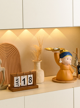 速发进门关户玄入居纳装饰品戴珍珠耳环少托盘客厅家收装饰摆件