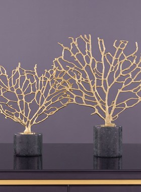 速发轻奢黄铜发财树摆件饰公室玄意客厅创关家居装办品玄关乔迁礼