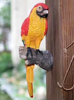 庭院布置假鸟仿真鸟鹦鹉鸟屋花园装饰摆件仿真动物树挂田园风挂件