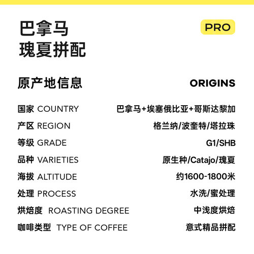 明谦巴拿马瑰夏拼配咖啡豆意式埃塞美式咖啡现磨黑咖啡粉奶咖拿铁 - 图3