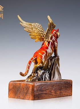 《如虎添翼》铜j金岁月老虎黄铜摆件工艺品铜器客厅玄关办公室装