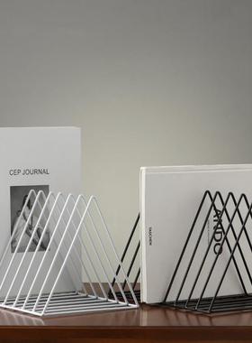 ins北欧风轻奢书架杂志报刊架创意桌面收纳摆件客厅书房软装饰品