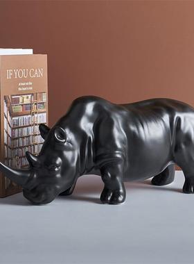 客厅摆件北欧陶瓷家居饰品动物犀牛小摆件卧室玄关书房酒柜小摆设