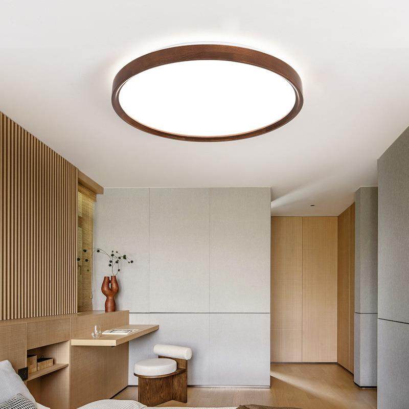 实木新中式吸顶灯led客厅灯超薄简约卧室灯胡桃木色全光谱灯具,淘宝优惠券,粉丝福利购,淘宝优惠卷