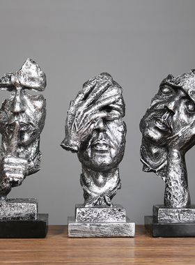 速发复古怀旧创不欧式树脂摆听意看不说装饰摆件客厅书柜不设