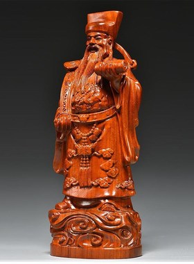 速发福梨木雕花工寿摆件实木雕刻寿星祝寿贺寿家居客厅招财禄艺品