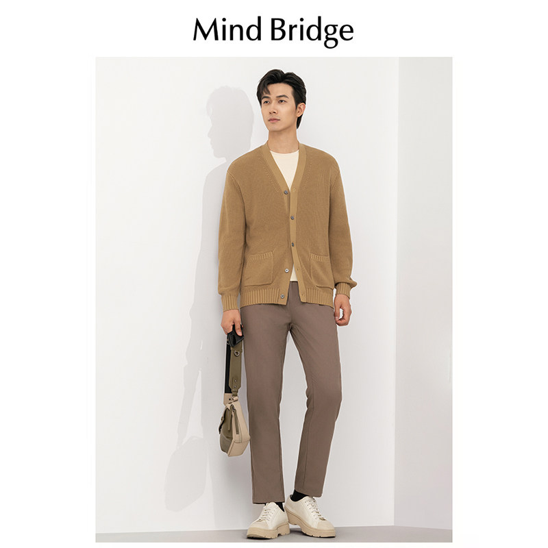 Mind Bridge羊毛衫男2024秋季新款纯色开衫休闲羊毛针织外套上衣,淘宝优惠券,粉丝福利购,淘宝优惠卷
