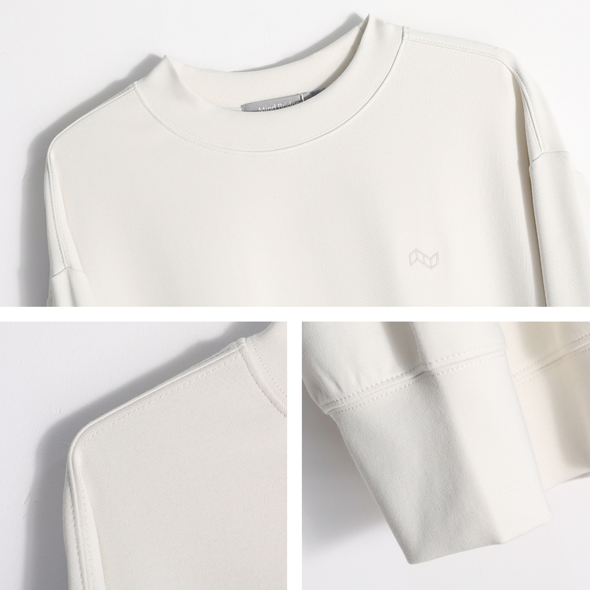 Mind Bridge男士长袖T恤圆领宽松纯色体恤美式打底衫2024春秋卫衣 - 图0