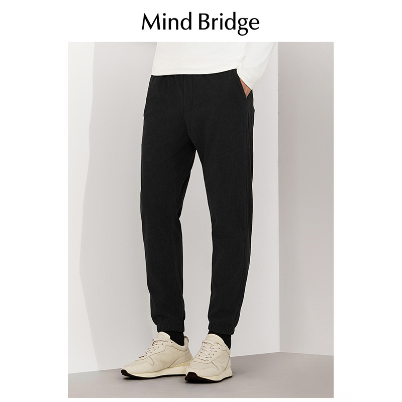 Mind Bridge灯芯绒裤子男美拉德风休闲裤春秋冬加绒束脚运动卫裤 - 图3