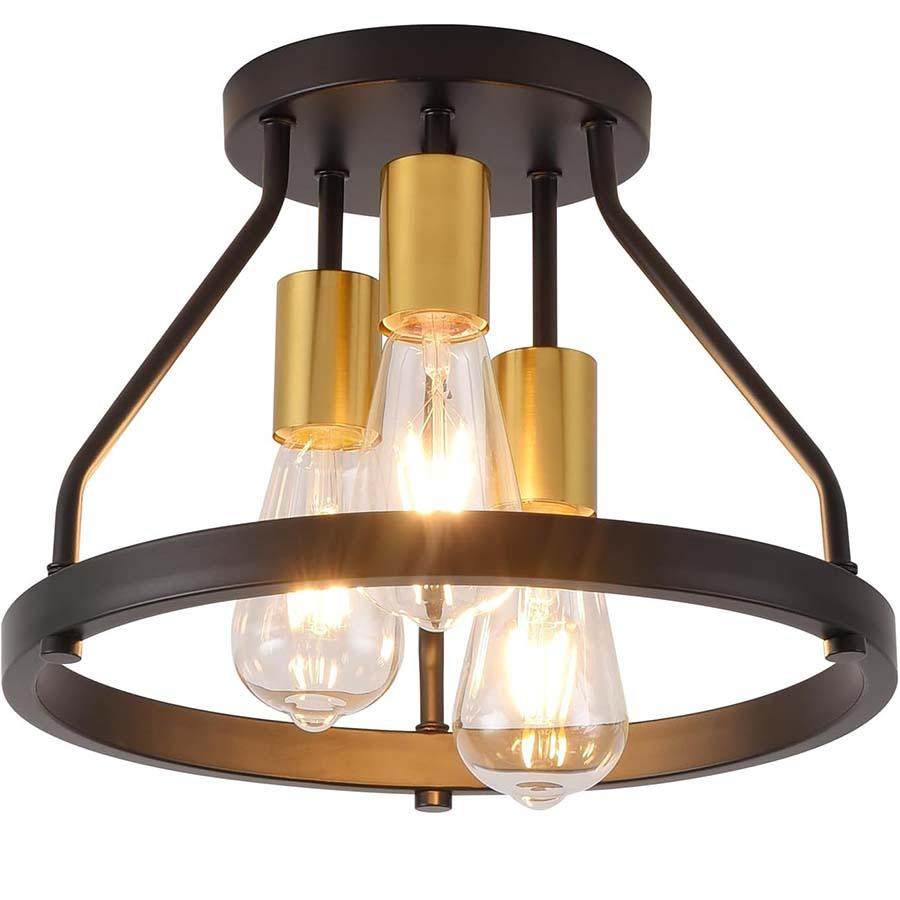 美式乡村复古工业风半嵌入式铁艺吸顶灯简约卧室餐厅过道玄关灯具,淘宝优惠券,粉丝福利购,淘宝优惠卷