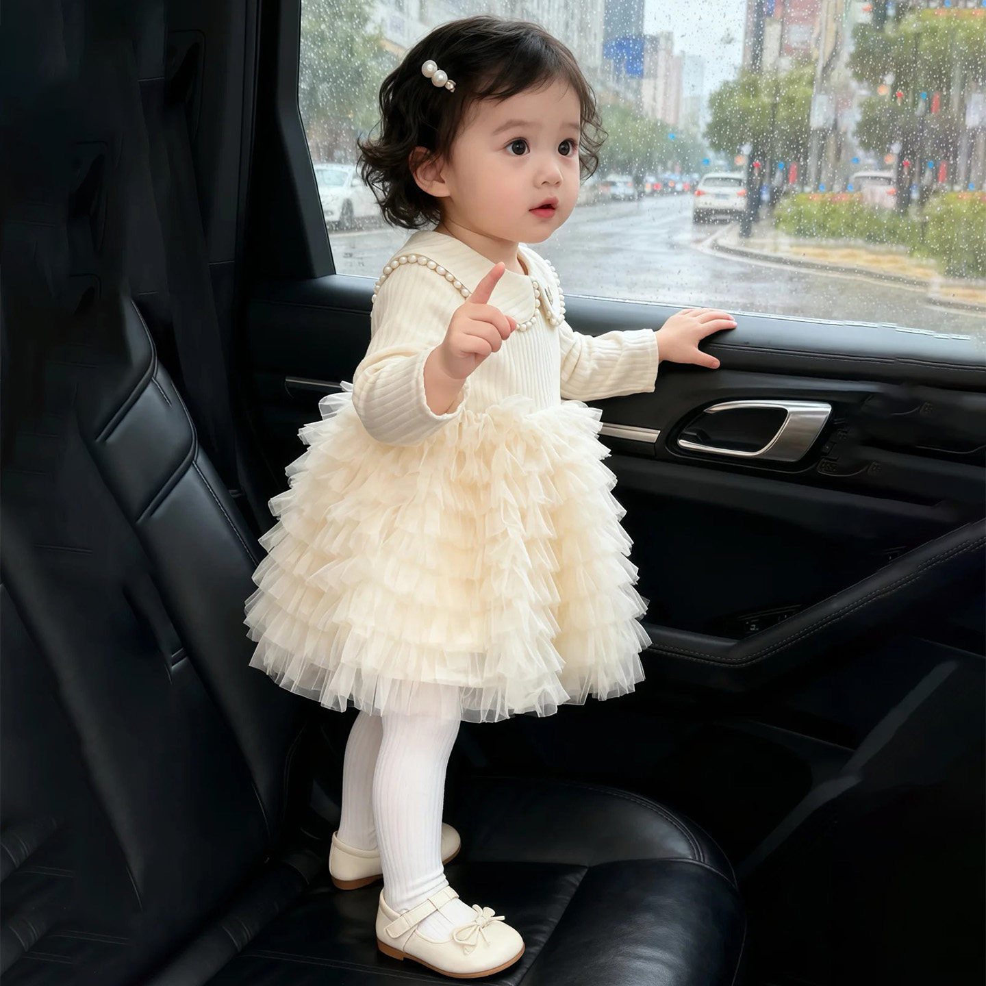 女童连衣裙冬季韩系女宝宝超好看针织翻领网纱公主裙儿童礼服裙冬,淘宝优惠券,粉丝福利购,淘宝优惠卷