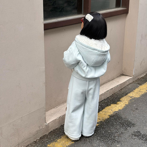 女童套装冬季 加绒、卫衣外套、卫裤、连帽 K25122346GP - 图1