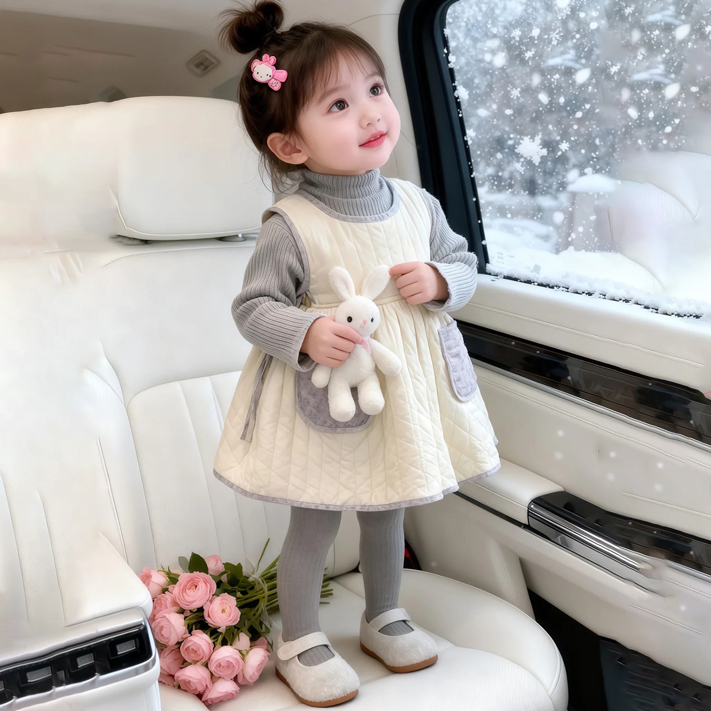 女童冬款夹棉连衣裙2025新款洋气儿童韩版宝宝时尚加厚保暖背心裙,淘宝优惠券,粉丝福利购,淘宝优惠卷