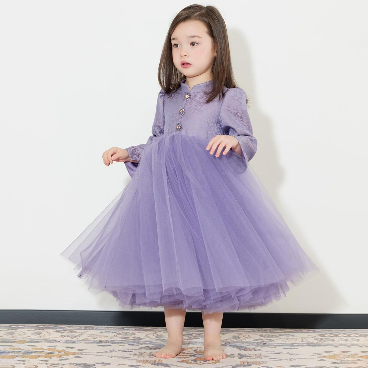 女童汉服连衣裙冬季2025新款洋气儿童新中式女宝宝时髦高端网纱裙,淘宝优惠券,粉丝福利购,淘宝优惠卷