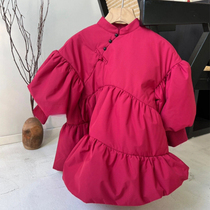New Chinese Girl Winter Dress Dress New Ocean Qi Children Warm Dress Children Baby Clips Cotton Red Beiyr Clothes