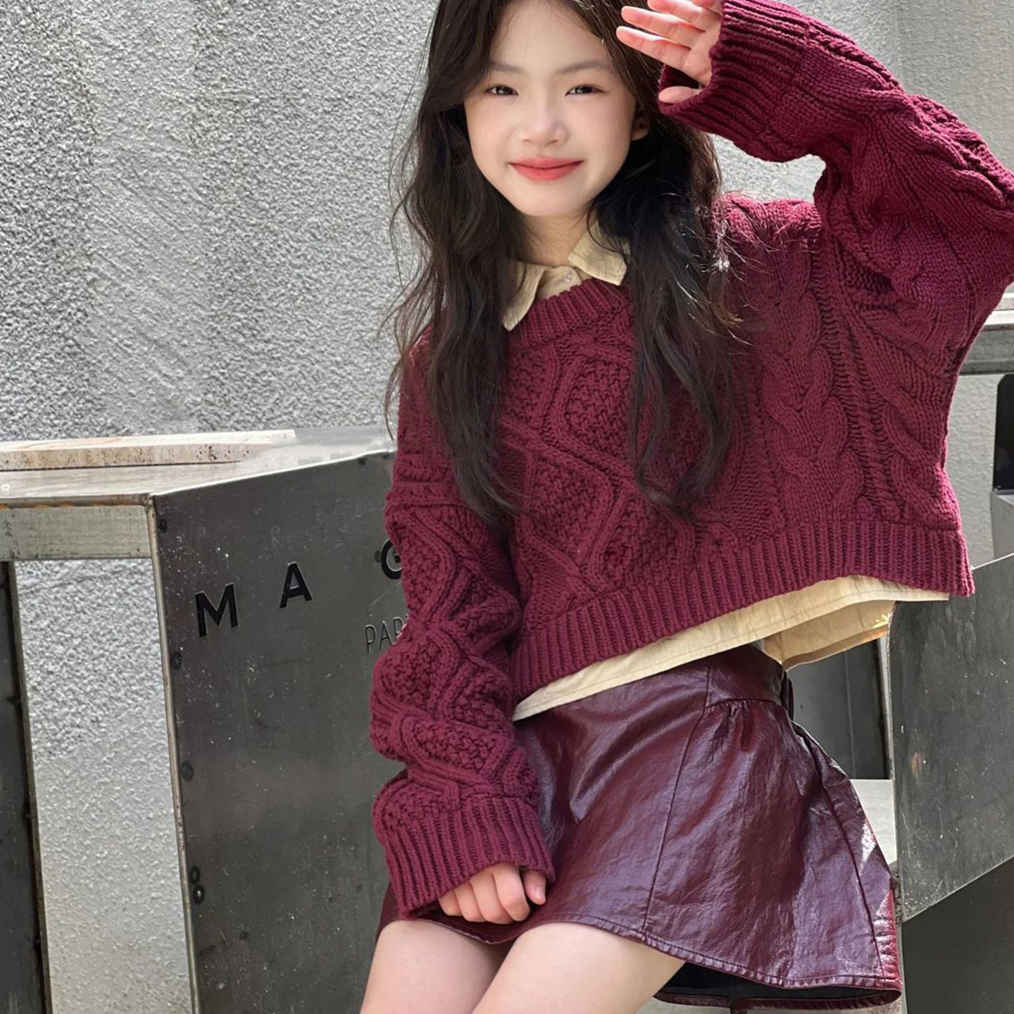 女童针织衫春秋款韩版小女孩时尚百搭长袖毛衣儿童宽松上衣秋季潮 - 图0