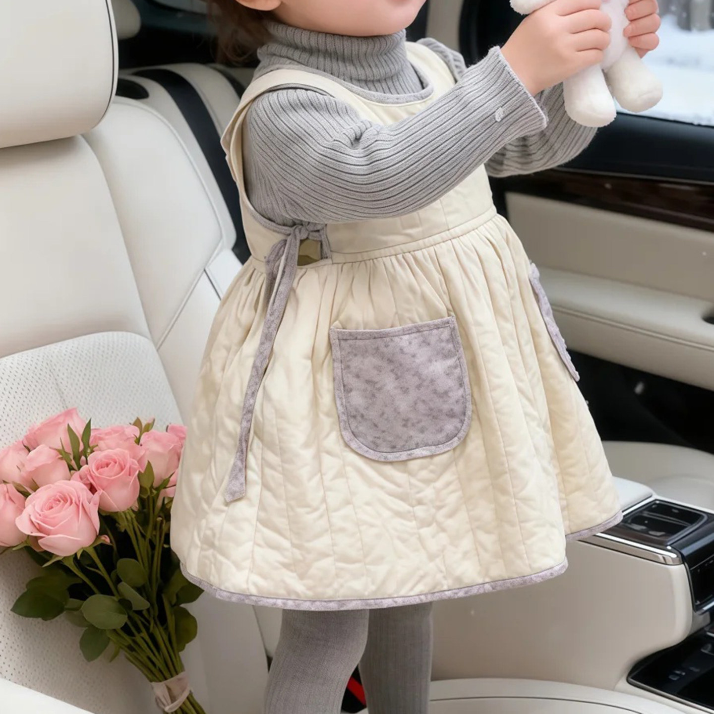 女童冬款夹棉连衣裙2025新款洋气儿童韩版宝宝时尚加厚保暖背心裙,淘宝优惠券,粉丝福利购,淘宝优惠卷