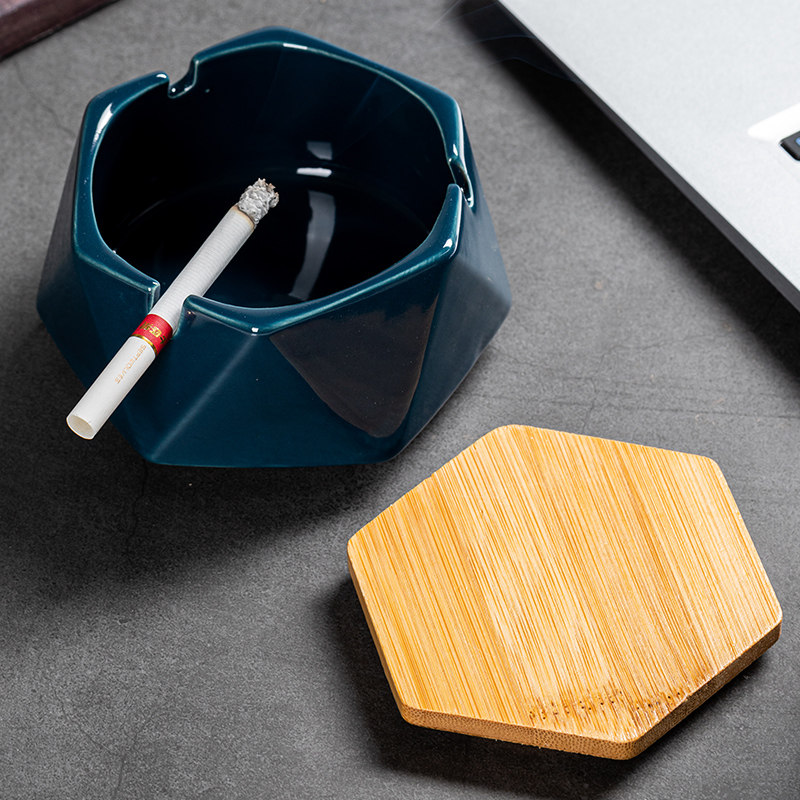 创意个性时尚北欧陶瓷烟灰缸防风大号客厅家用办公室潮流烟灰缸 - 图1