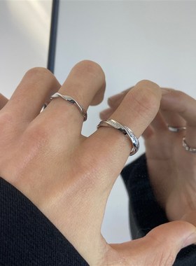 极速莫比乌e斯戒指男士小众设计简约英文ins女食指戒个性单身戒男