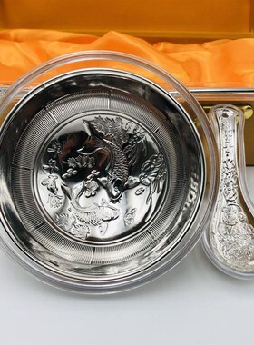 极速五福临d门银碗三件套镀银银碗勺筷家居礼品摆件旅游保险商务