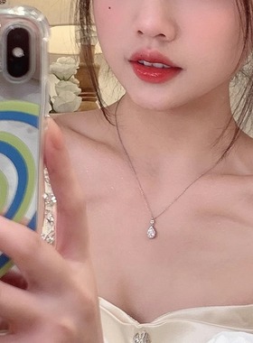 Yuffoni通体S925银水滴锆石项链