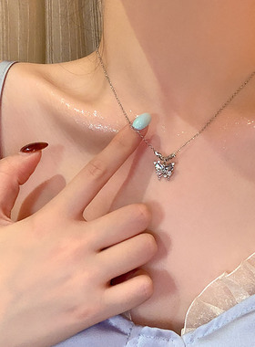 韩系轻奢甜美气质锆石蝴蝶项链