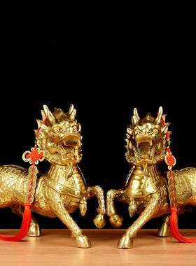 速发麒铜麒家摆件一对大号全麟 麟居装饰品摆件工艺品