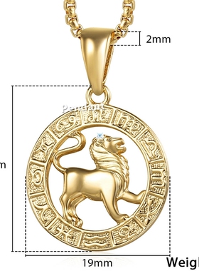 极速Mens Womens 12 Horowscope Zodiac Sign Gold Pendant